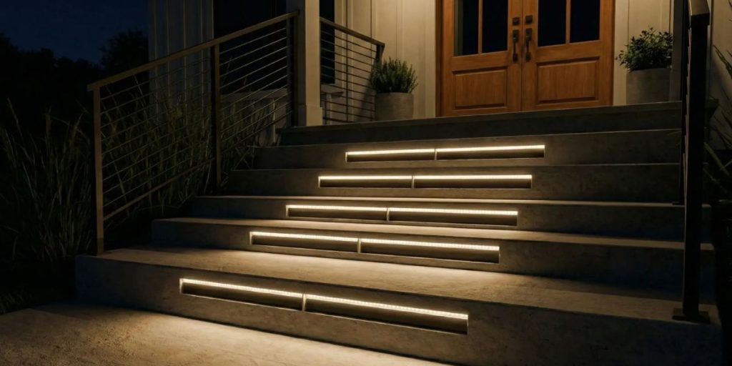 Outdoor lighting designer installing well-placed fixtures along stairs to improve visibility, safety, and curb appeal | Choosing the Right Lighting for Outdoor Stairs